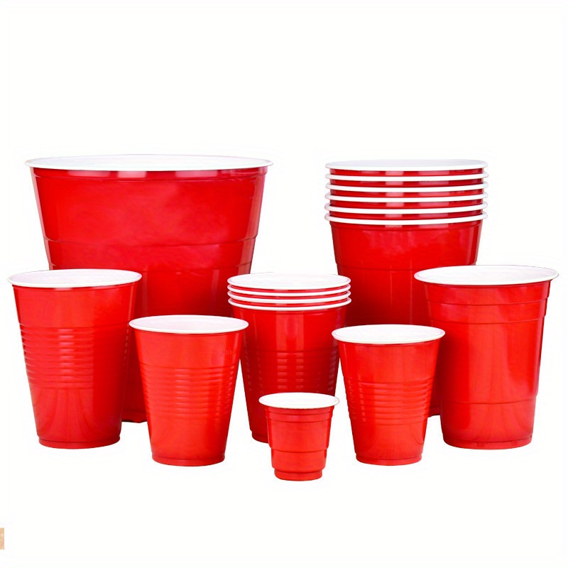 Disposable Party Plastic Cups 12 oz. Red Drinking Cups