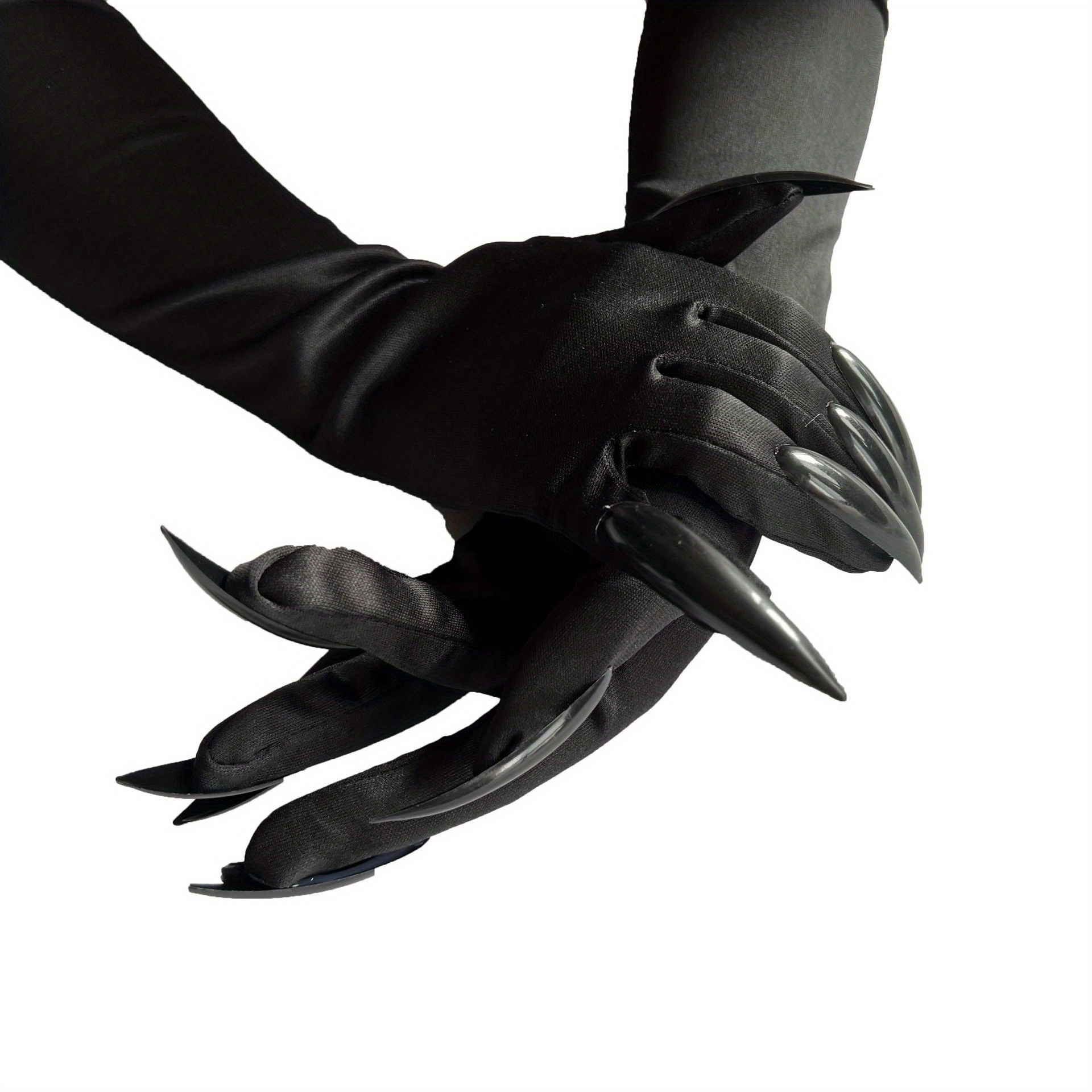 Halloween Claw Gloves Black Sequined Nails Halloween Cosplay Temu