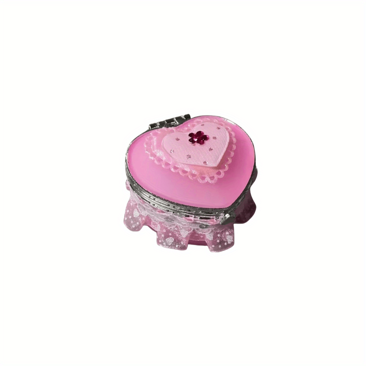 Plastic Nail Jewelry Storage Box Pink Love Heart Shape With