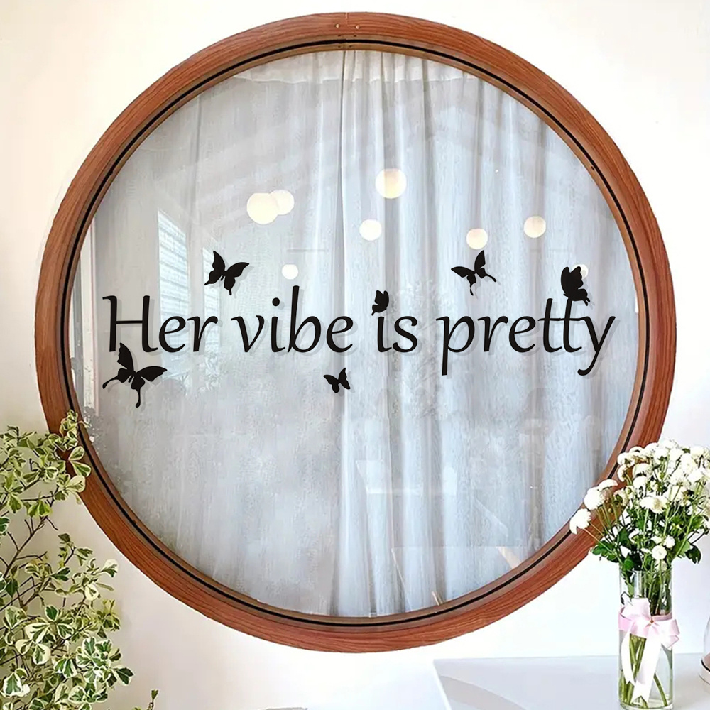 Lystmrge Mirror Reflective Paper with Adhesive Her Vibe Is Pretty Wall Decal Wall Stickers for Living Room Mirror Office Light Window Window Privacy