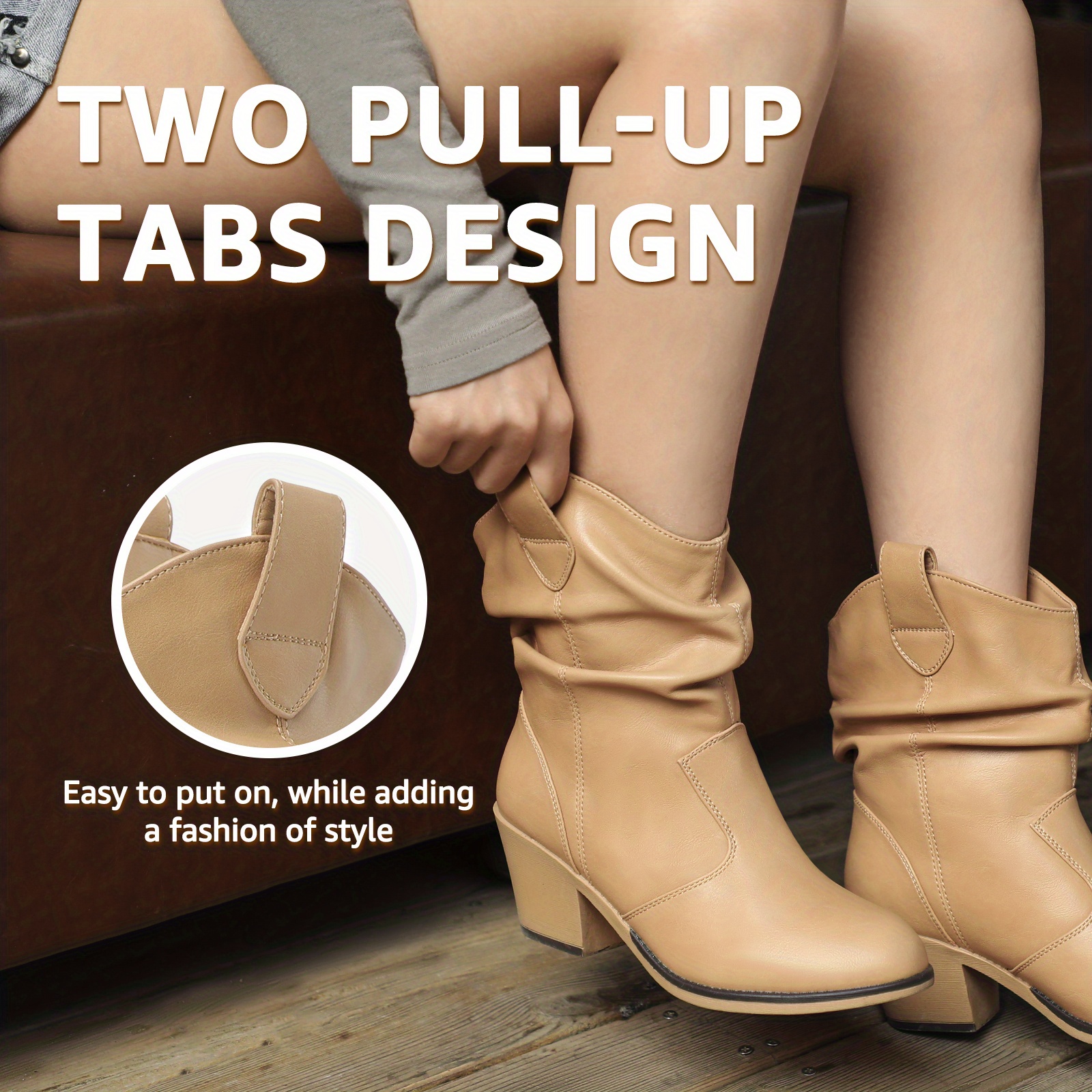 Women's Fashion Chunky Heel Ankle Boots, Autumn & Winter Round Toe High Platform, Side Zipper Lace-up With Metallic Buckle, Comfortable Booties