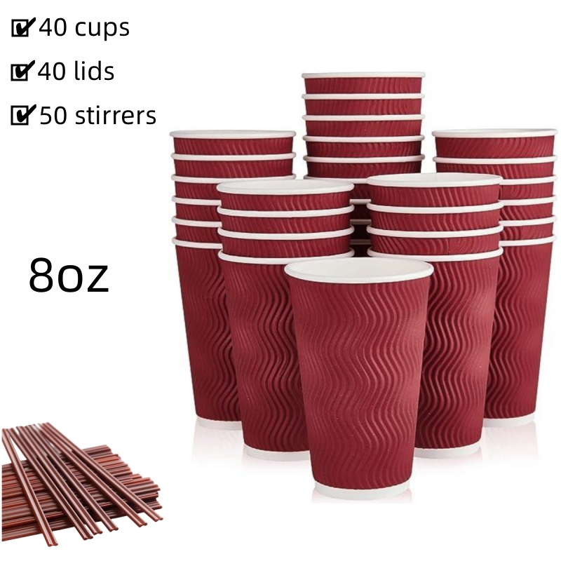 Disposable Coffee Cups With Lids And Straws Hot Paper Coffee - Temu