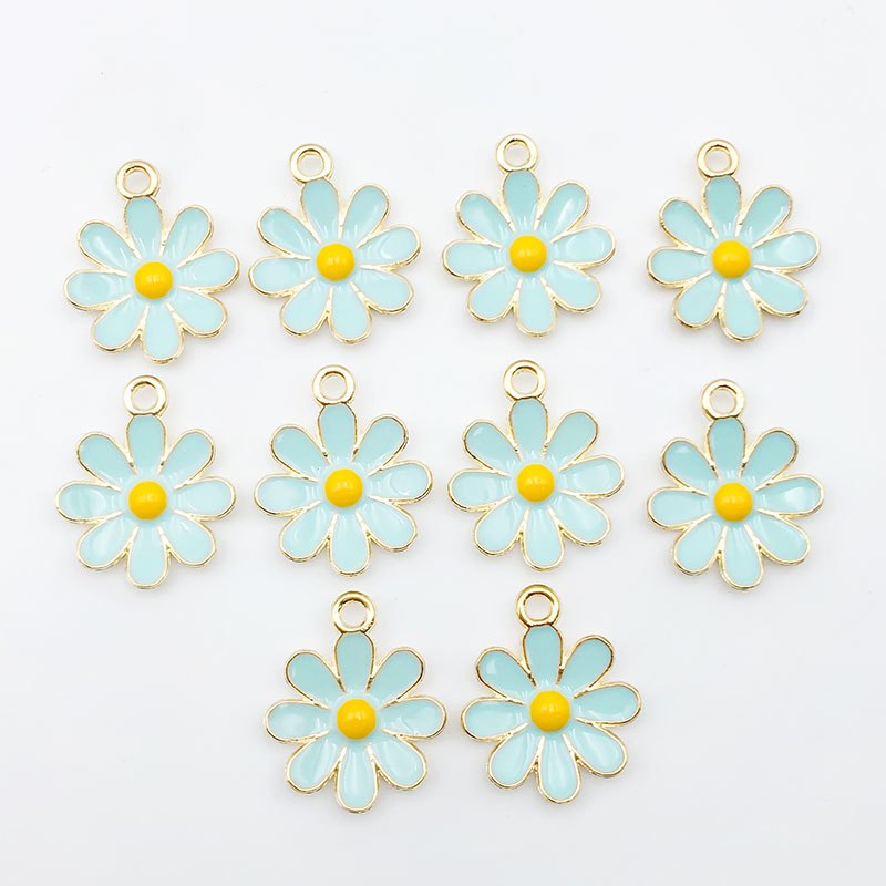 Daisy White Charms - Gold & Enamel Daisy 1.3cm - Pink White Flower Charms - Small Flower Charms - 1/5/10 Packs