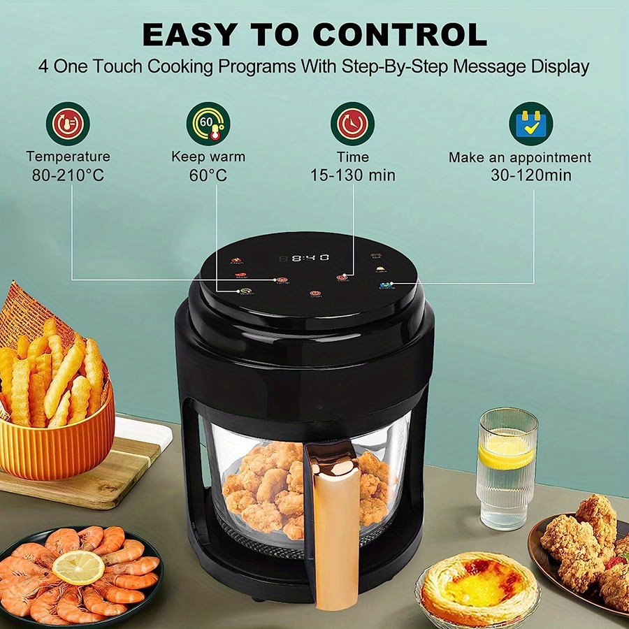 Air Fryer /3.4qt Viewable Glass Bowl Air Fryer, Fully-automatic Electric  Hot Oven Oilless Cooker, Temperature Control And Auto Shut Off,  Visualization Glass Nonstick Basket(black) - Temu United Arab Emirates