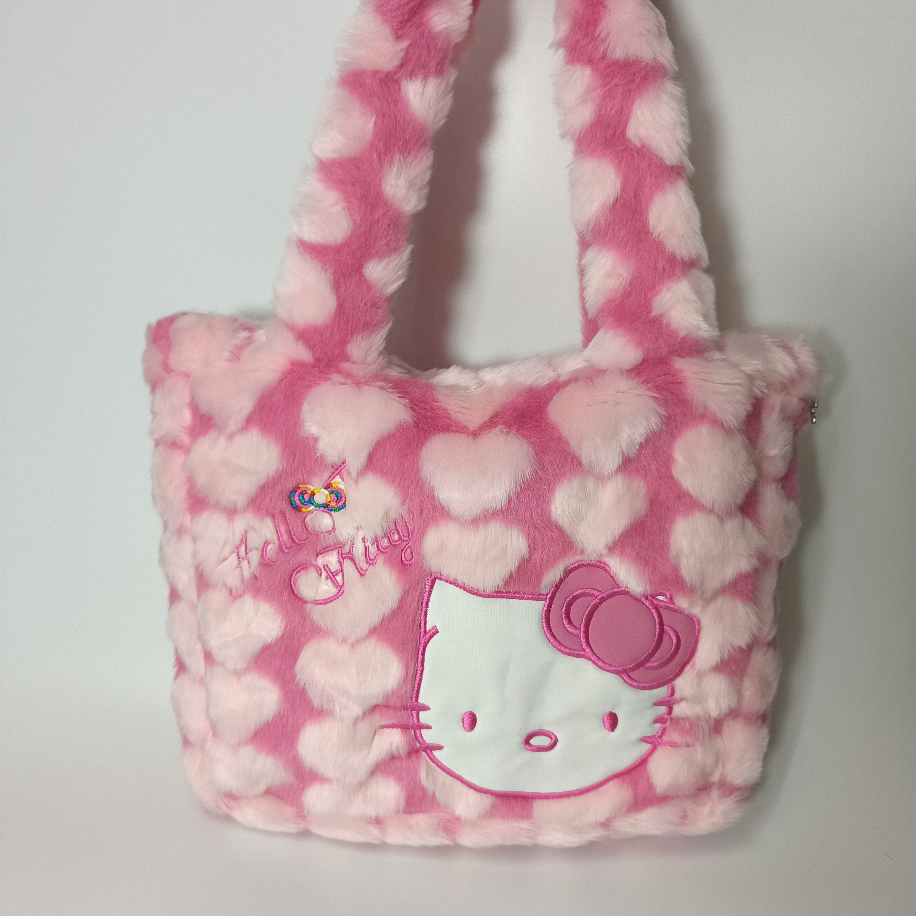 Hello Kitty Pattern Bag, Plush Kawaii Tote Bag, Trendy Storage Handbag -  Temu