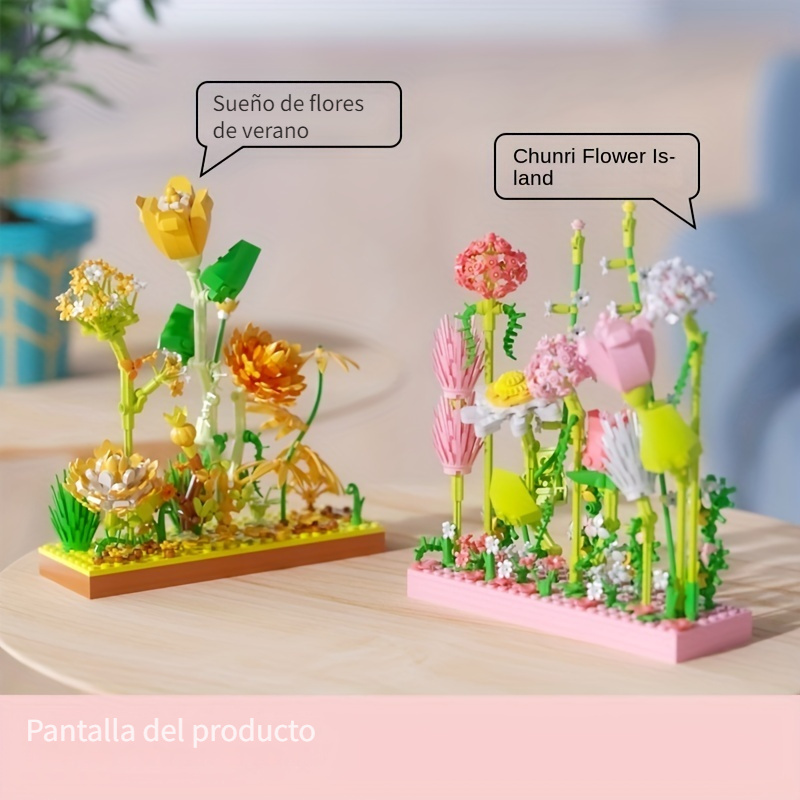  Juego de construcción de ramo de rosas con jarrón para adultos,  878 piezas de ramo de rosas bonsái compatible con Lego, juego de exhibición  de flores artificiales para decoración del hogar