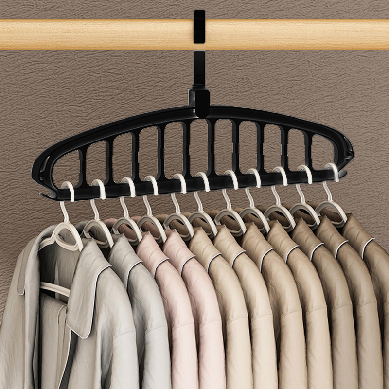 1pc Multi-hole Plastic Hangers, Foldable Heavy Duty Clothes Hanger,  Household Space Saving Organizer For Bedroom, Closet, Wardrobe, Home, Dorm,  Back T