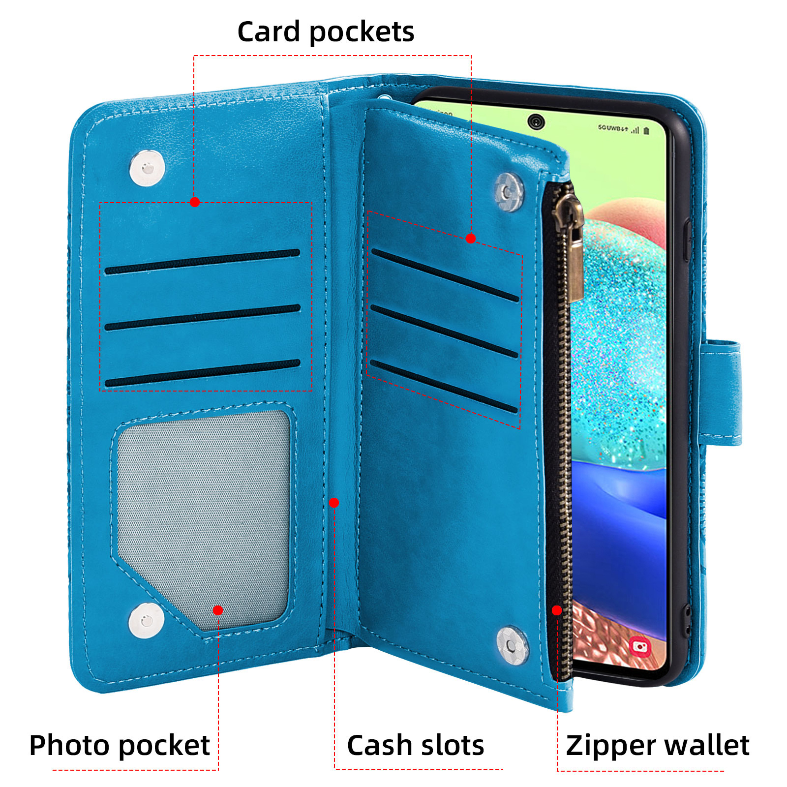 Zipper Wallet Phone Case For Galaxy A01 A02 A02s A03 - Temu Australia