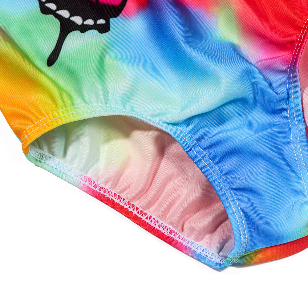 Teen Girls Sleeveless Tie Dye Fringe Tankini Swimsuit