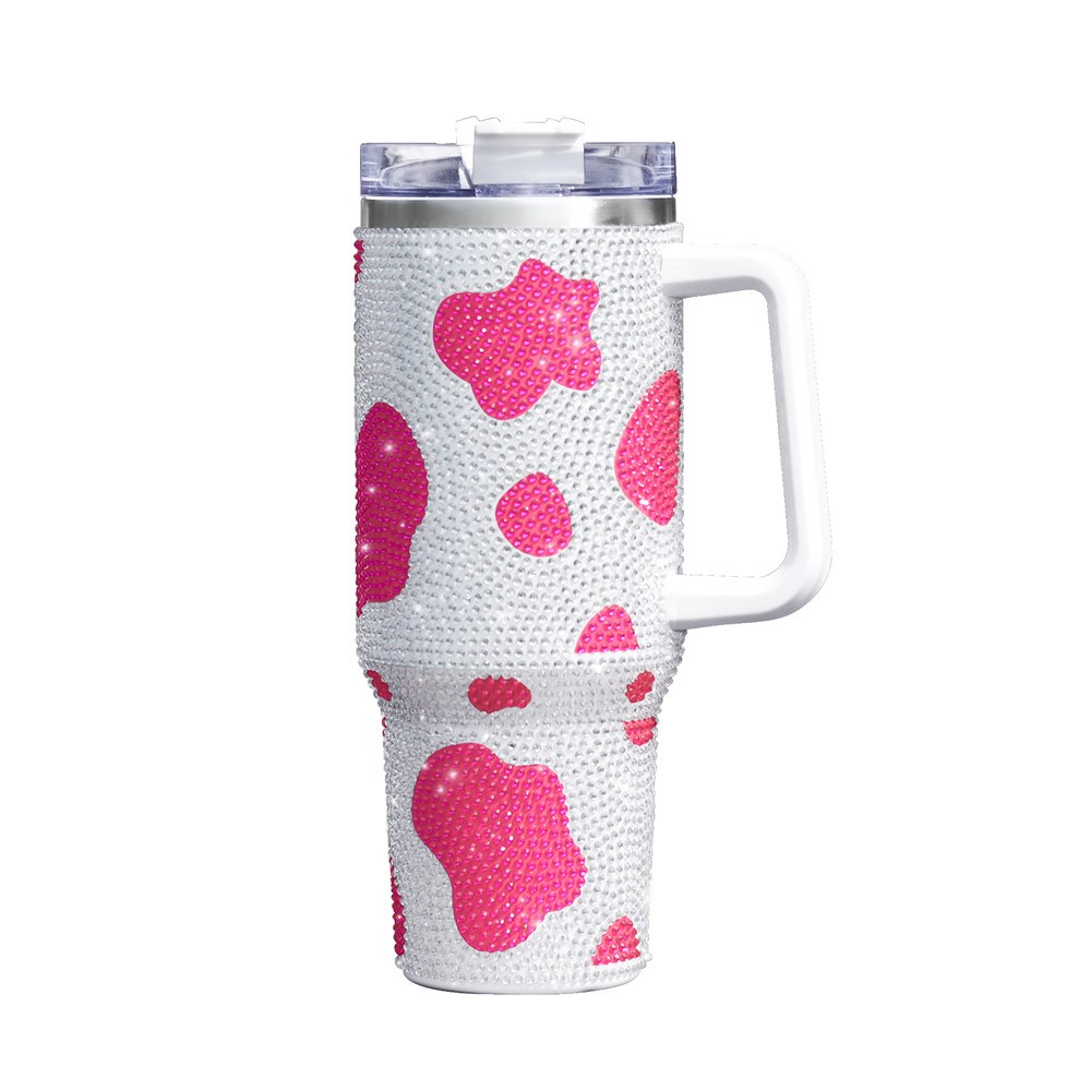 Pink Cow Print 16 oz. Glass Cup