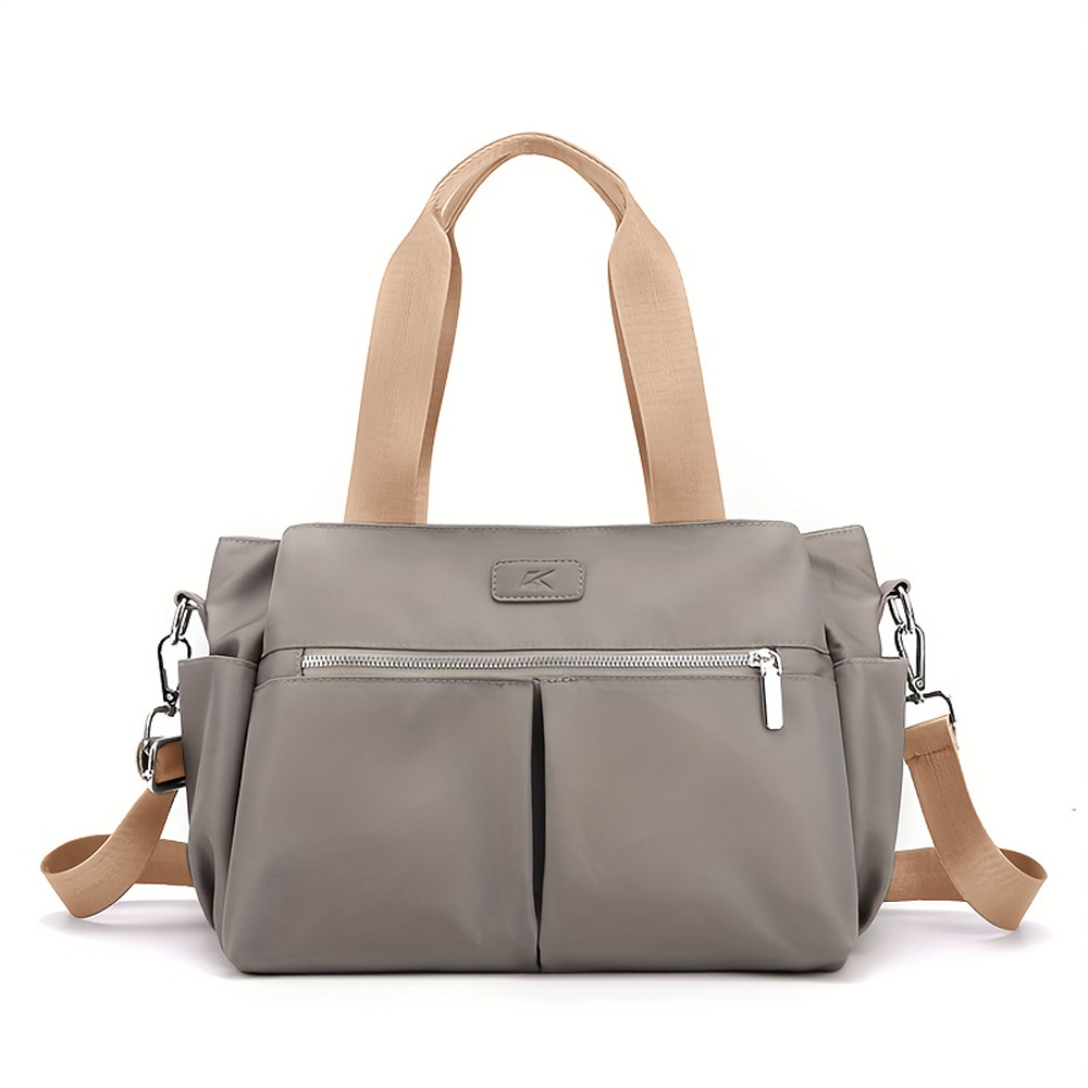 Large Capacity Versatile Shoulder Bag Zipper Solid Stylish Handbag Nylon