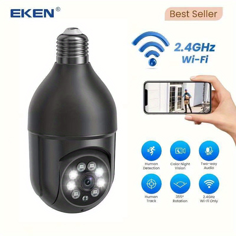 Eken Light Bulb Security Camera Home Camera 355 Degree - Temu