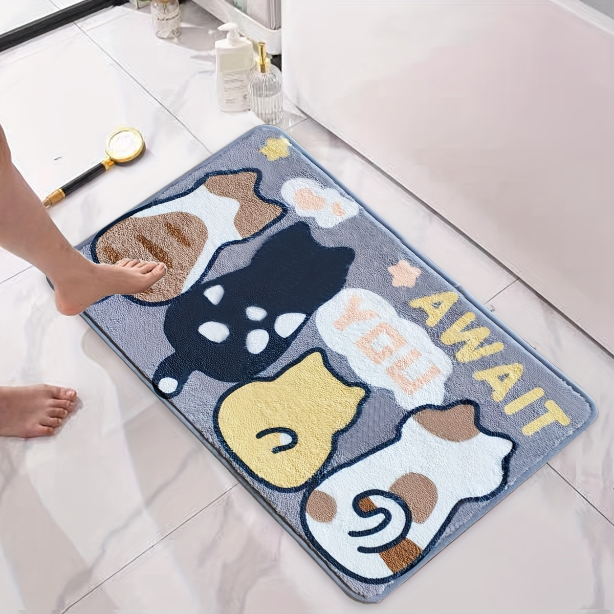 bathroom anti-skid mat, bathroom absorbent floor mat Cartoon carpet -  AliExpress
