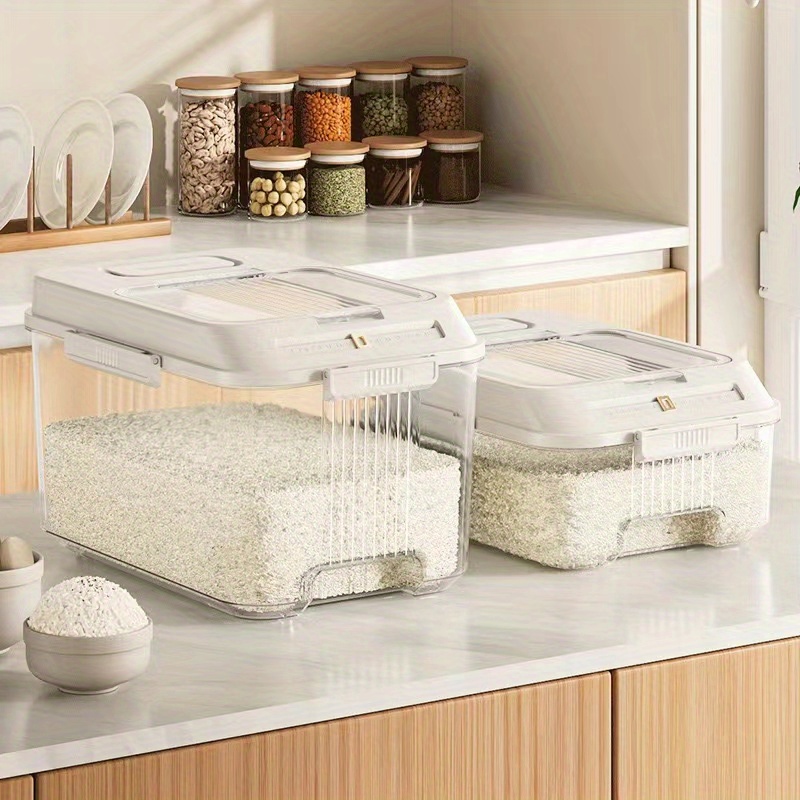Large Capacity Kitchen Storage Box Food Organizer Container Airtight  Transparent Grains Flours Rice Storage Bin Pet Food Bucket