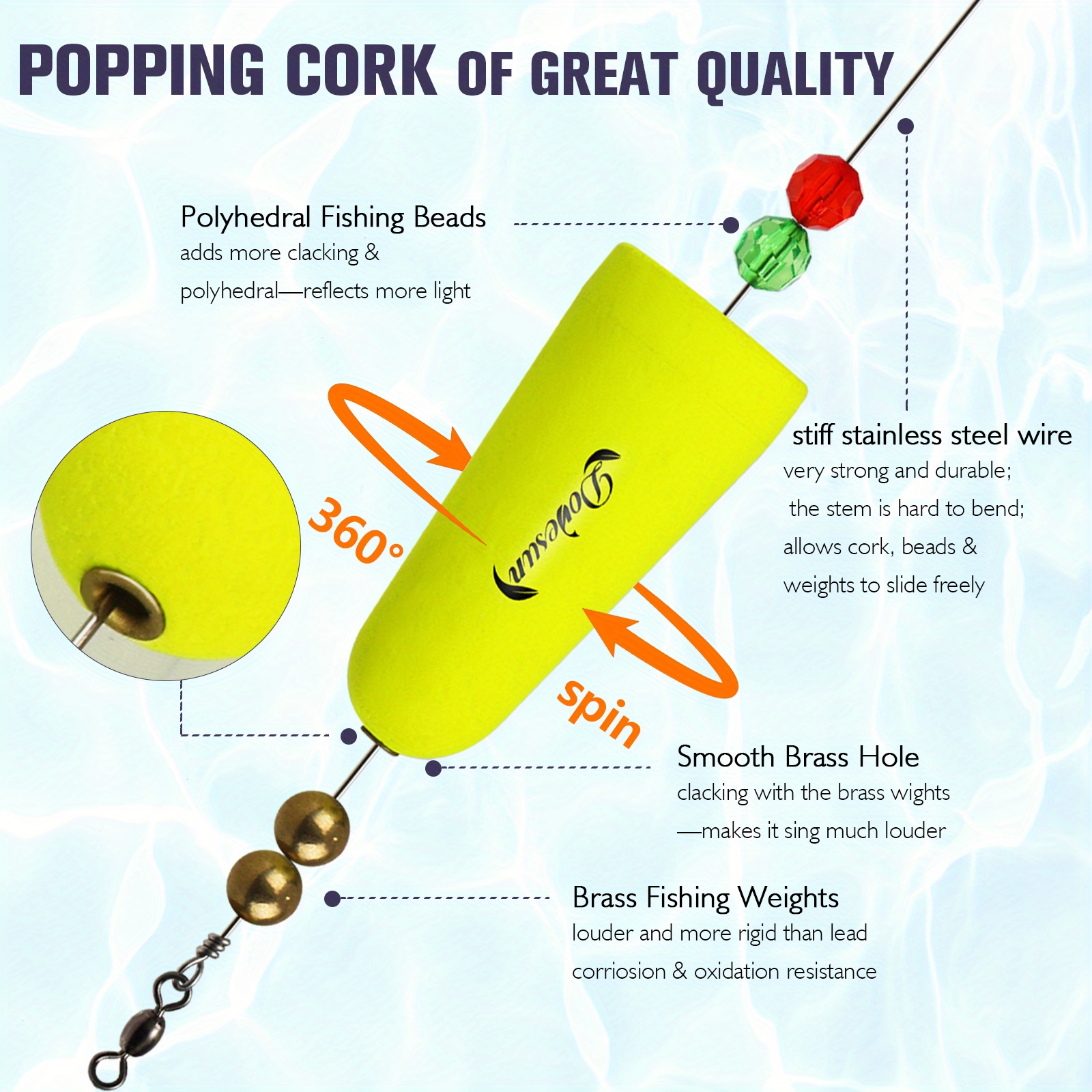 Fishing Float Wire Cork For Redfish Trout Bobbers Corks Floats Popping Cork  Rigs 