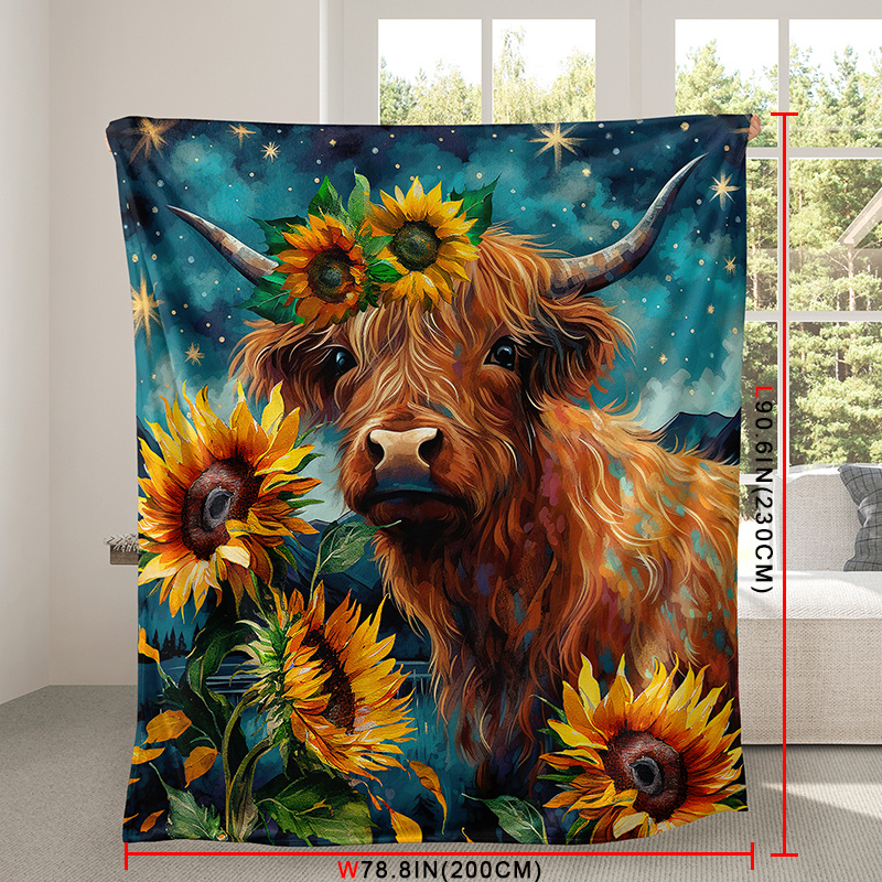 Rustic Flannel Blanket Farm Cow Head Print Pattern Small - Temu