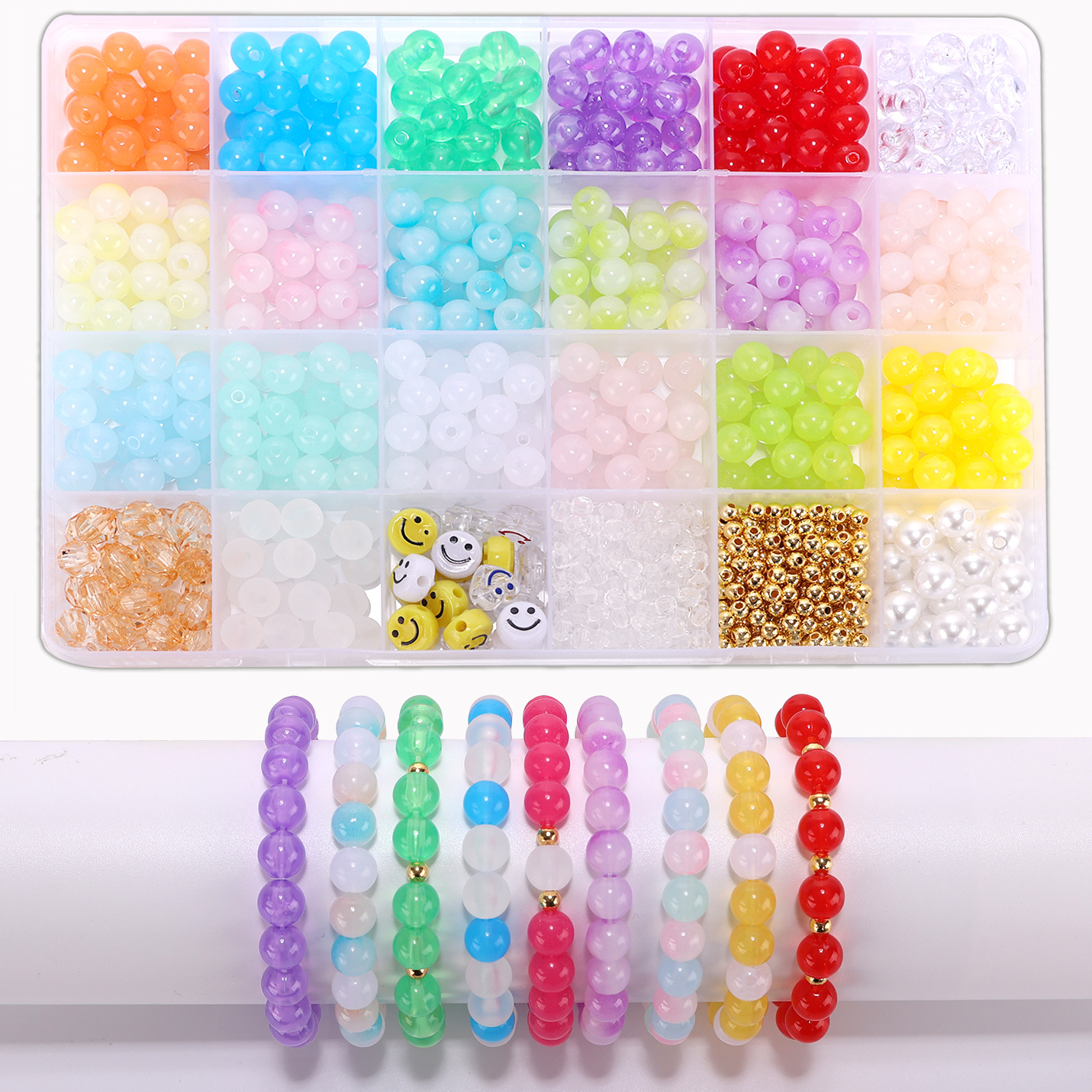 24000 Pieces Beads for Threading Adults, 24 Colours Jewellery Making Set,  Glass Beads Set, Glass Beads for Threading Jewellery Bracelets DIY DIY  Bracelet : : Home & Kitchen