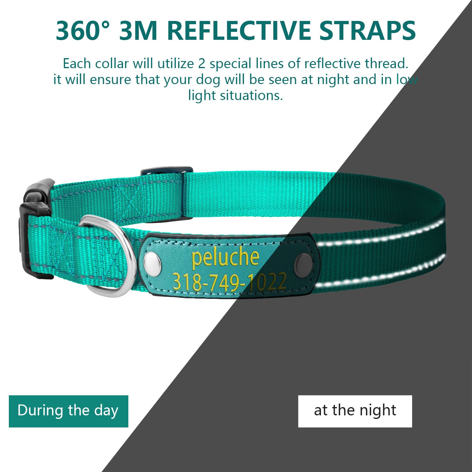 Personalized Dog Collars Reflective Nylon Dog Collar Temu South Africa