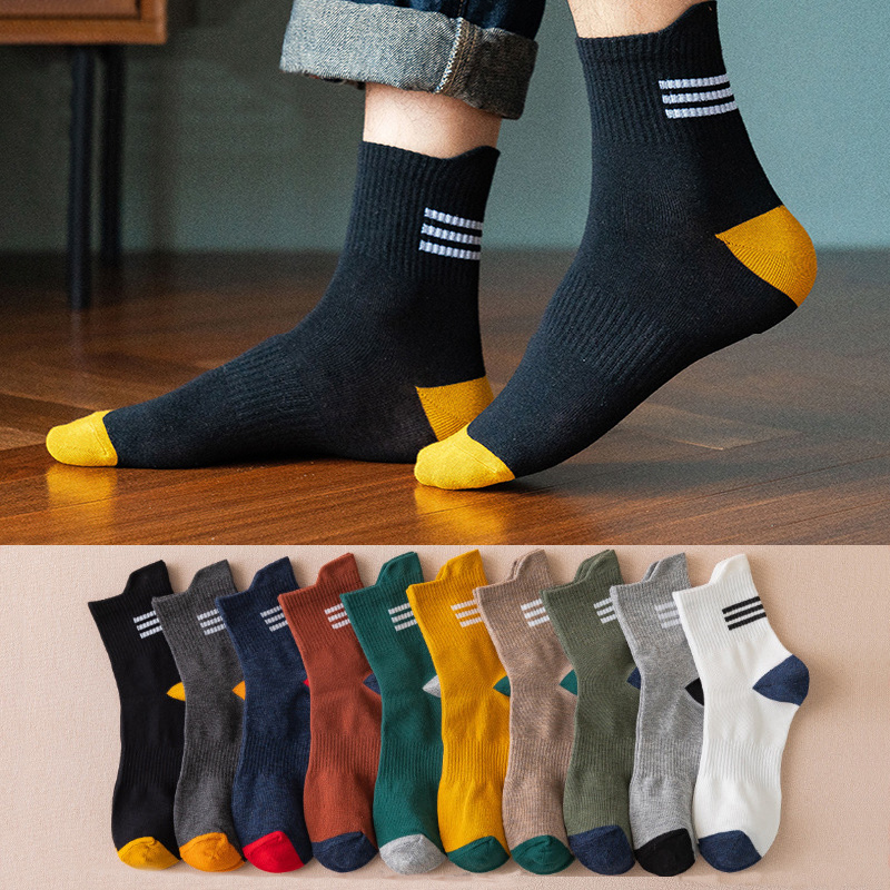 10 Pairs Men's Sport Socks Anti Odor Mesh Breathable Mid Calf Socks Athlete  Sock