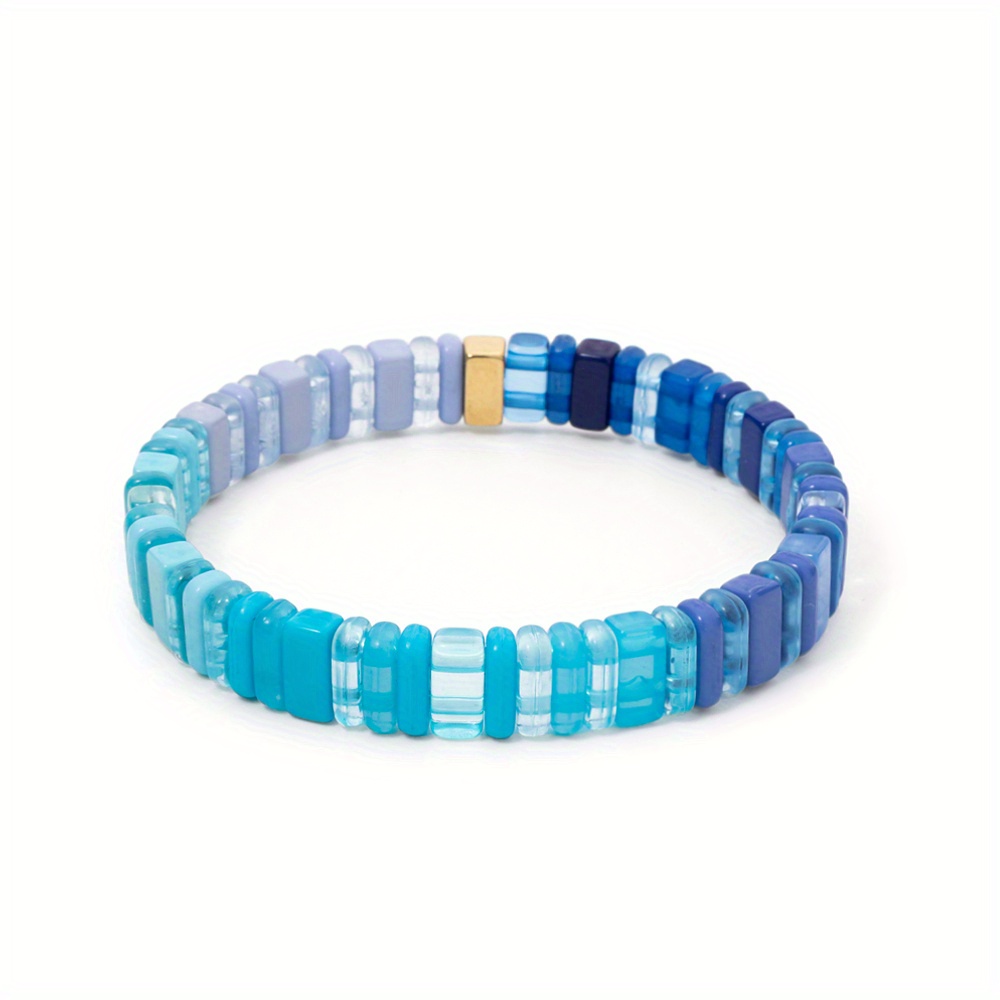 Colorful Acrylic Beads Stretch Bangle Bracelet