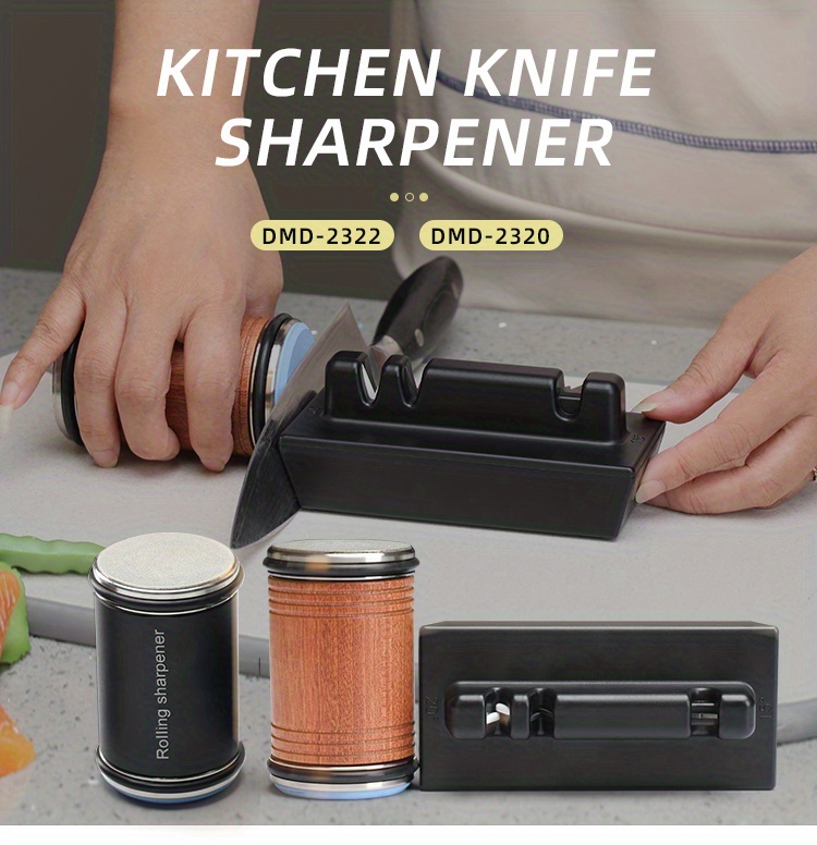 DMD Knife Sharpener [3 stage], Original Premium Polish Blades, Best Kitchen  Knife Sharpener Really Works for Ceramic and Steel Knives, Scissors, Good