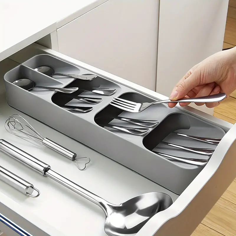 1pc Multifunctional Knife And Fork Compartment Storage Box, Cutlery Spoon  Box Knife And Fork Divider Organizer, Kitchen Drawer Storage Box Tray, 5.5in