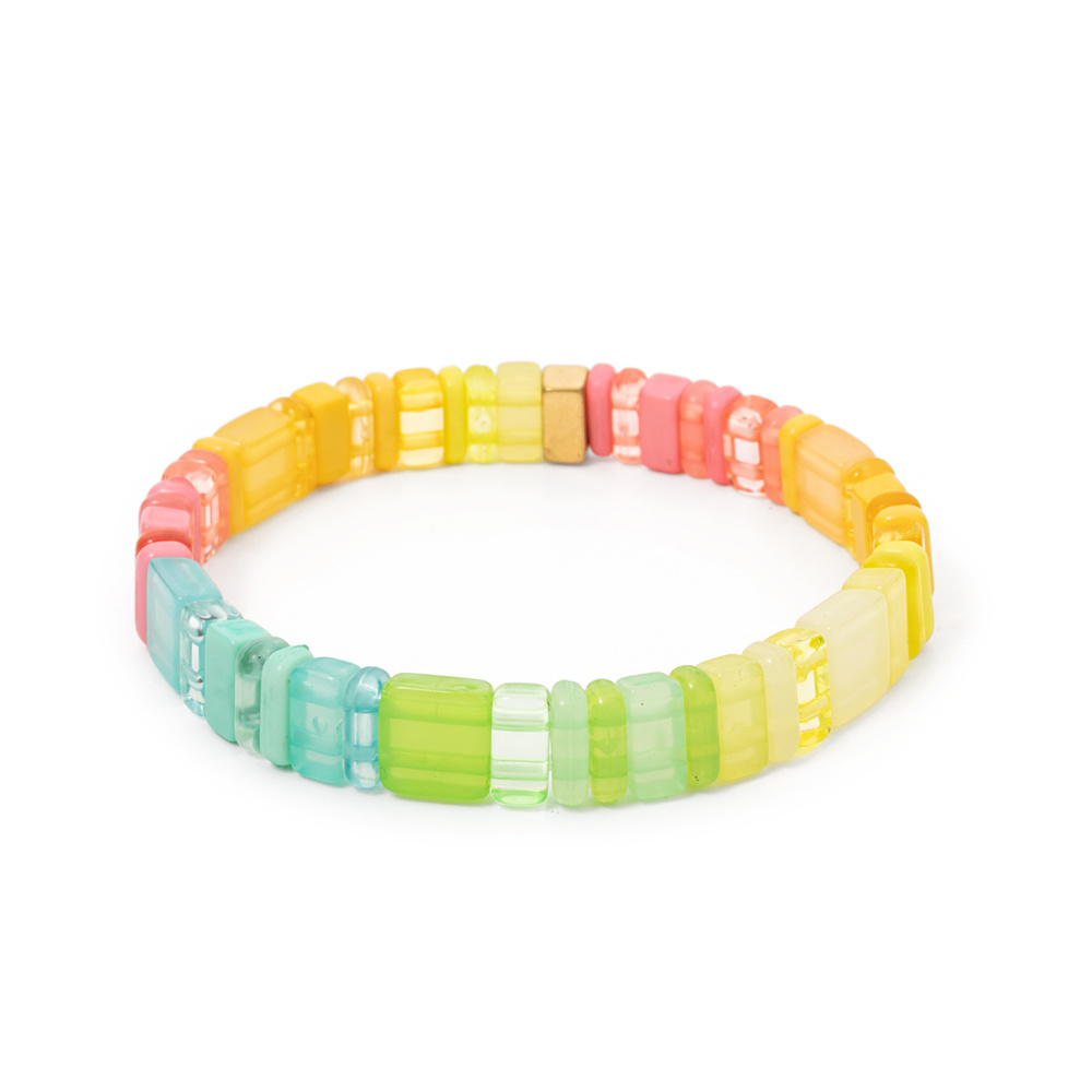 Colorful Acrylic Beads Stretch Bangle Bracelet