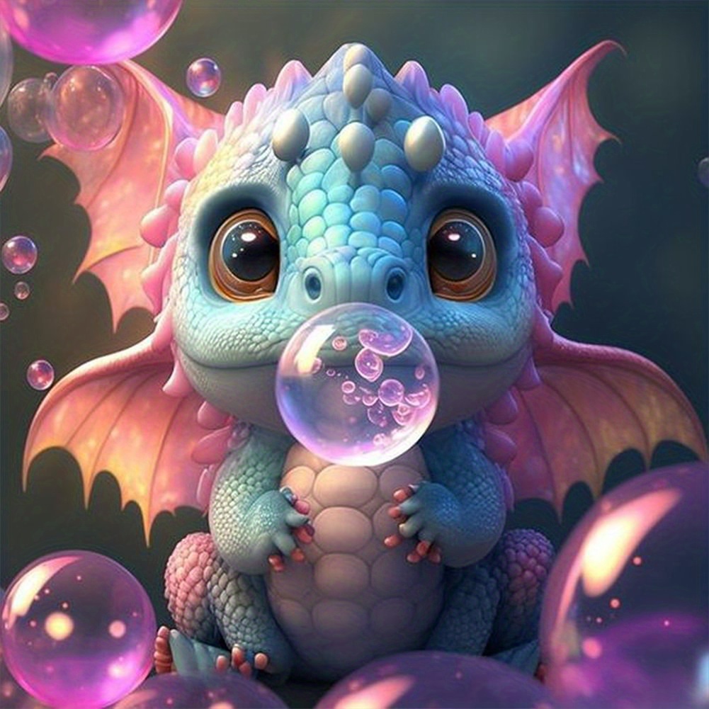 Diy Diamond Painting Bubble blowing Winged Dragon 5d - Temu Australia