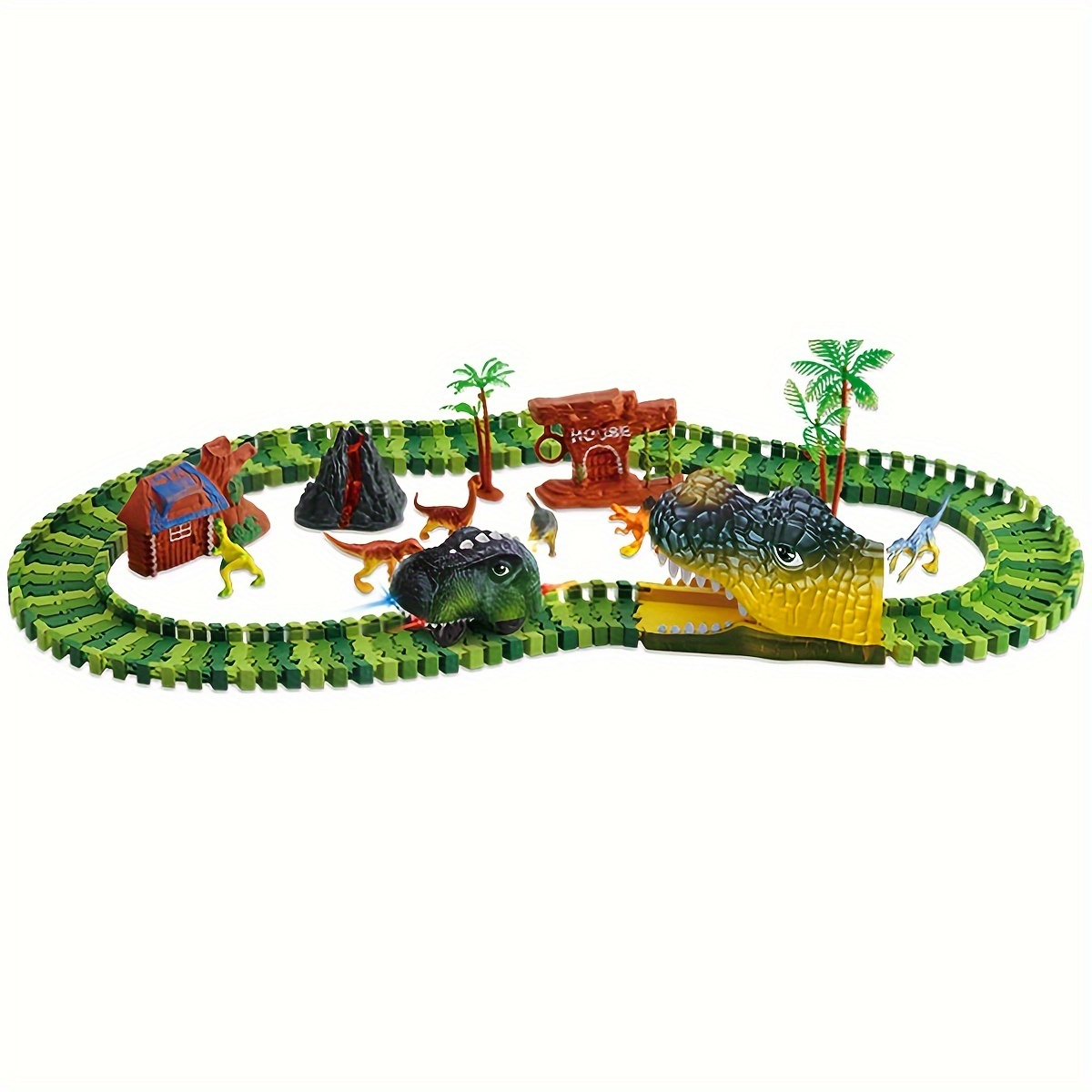 voiture de dinosaure de couleur Jouet de piste de course pour enfants,  voiture de dinosaure, ensemble de jouets de course, Flexible, courbe,  Flash, lumière, jouets éducatifs pour enfants