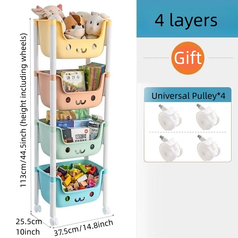 3-layer Plastic Rack Trolley Toy Storage Basket Children's Snack