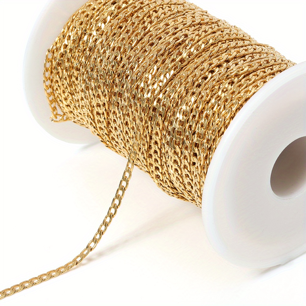 Stainless Steel Golden Necklace Chains Curb Link Chain Jewelry Chains For Handmade Bracelet Making Diy Wholesale