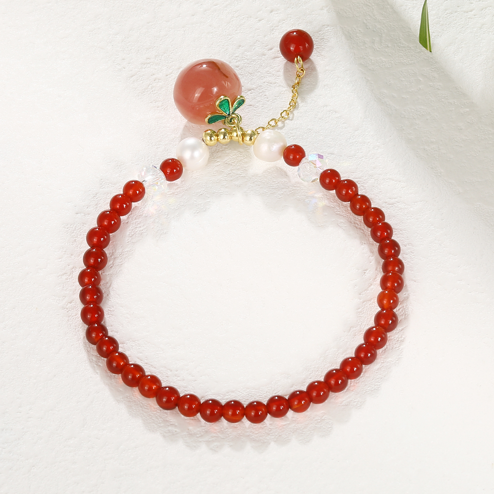 1pc 6/8/10/12/14mm Cute Candy Color Tourmaline Chalcedony Beaded Bracelet, Colorful Chalcedony Hand String for Teen Girls,Temu