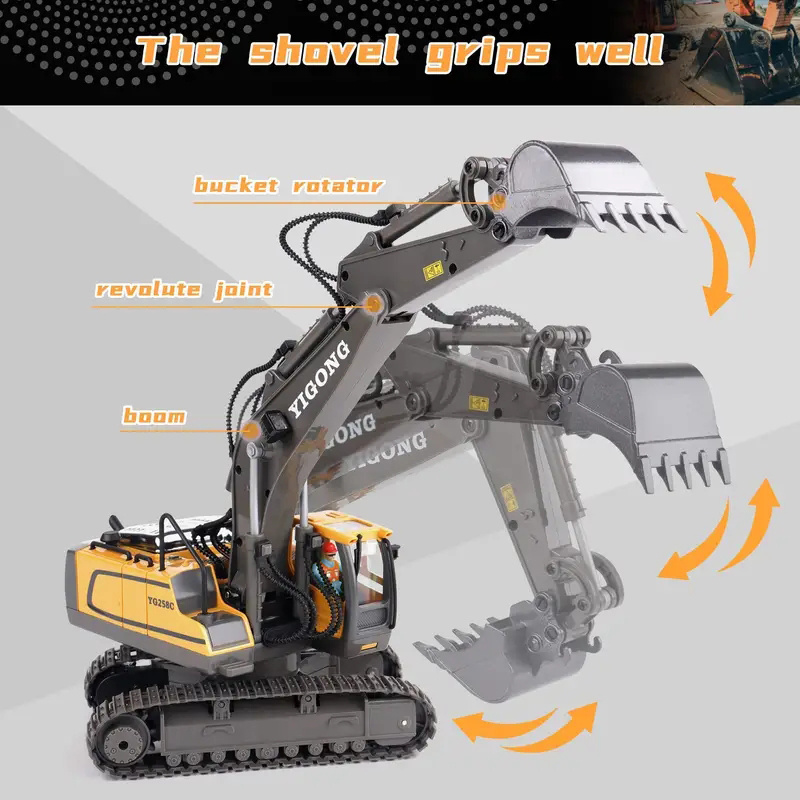 2.4ghz Remote Control Excavator 2 Batteries toy Metal Shovel,11