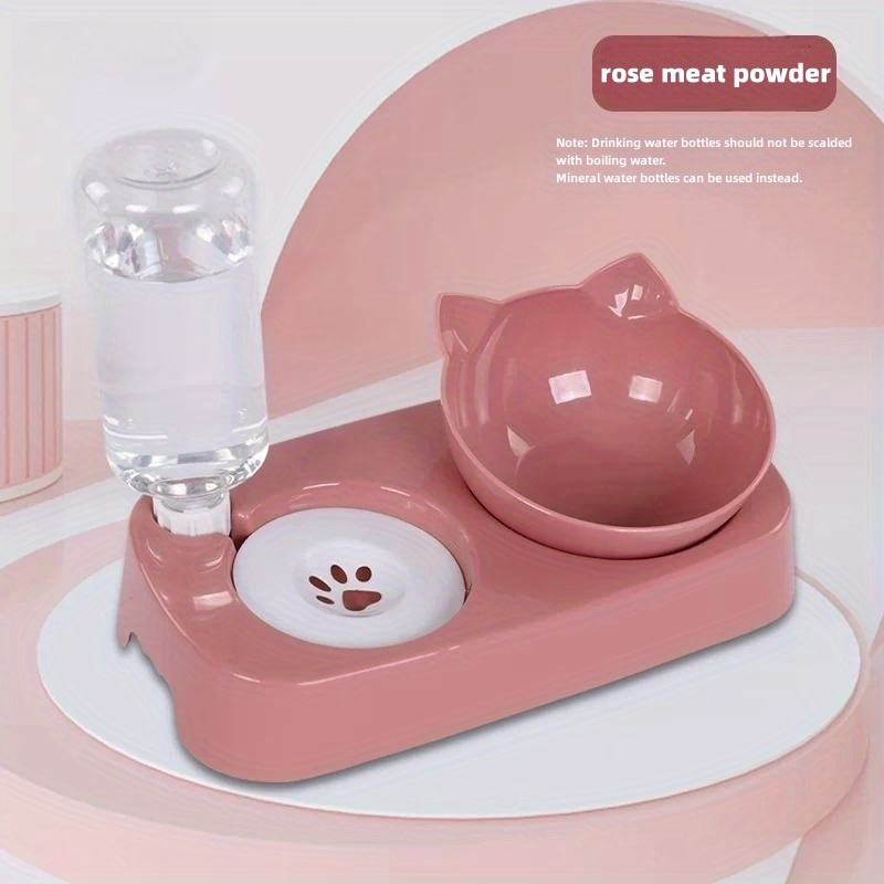 TEMU 1pc Cat Bowl Set Automatic Dispenser, -functional Elevated Pet Feeder For -one Cat Feeding Drinking Supplies