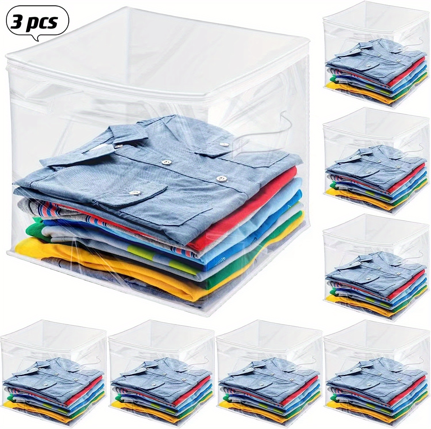 Foldable Clothes Storage Bins Wardrobe Closet Organizer with Clear Window  Jeans Sweaters Pants Underwear Container Box
