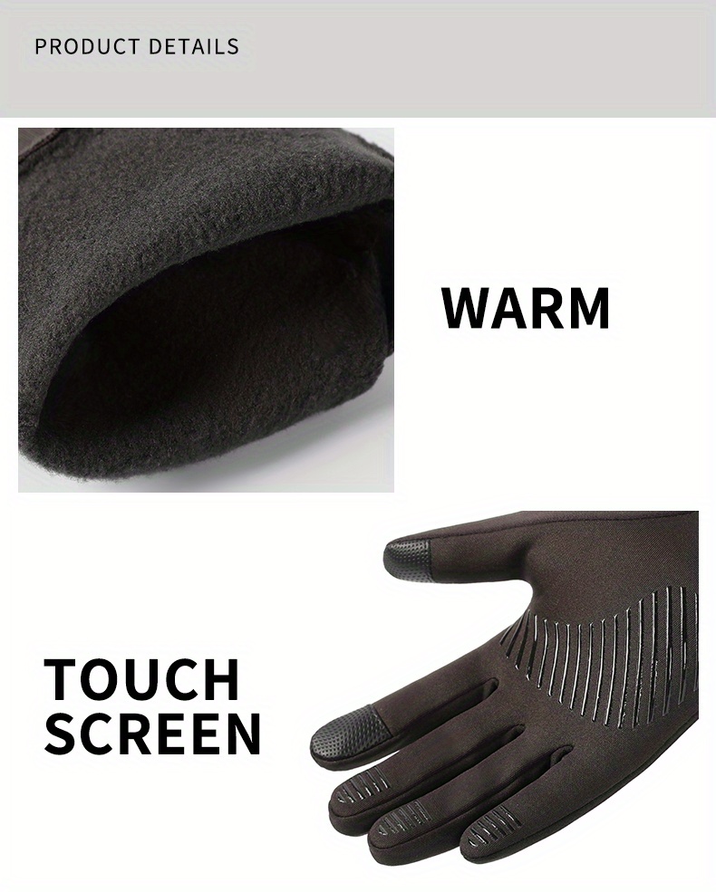 Winter Black Warm Gloves Stretch Windproof Waterproof Sport Gloves Thickened Non-slip Touch Screen Wear-resistant Gloves details 7