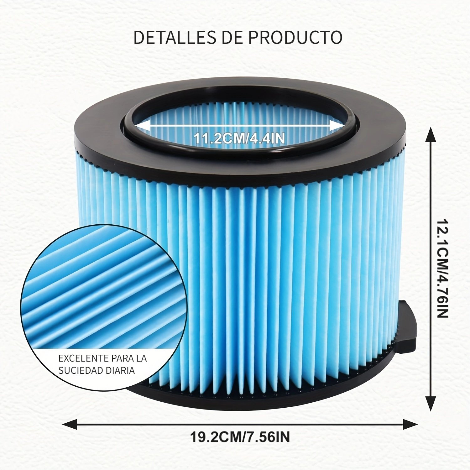 Paquete de 2 filtros estándar para aspiradora húmeda/seca Vf4000  compatibles con aspiradoras RIDGID de 5 a 20 galones, filtro de repuesto  Vf4000