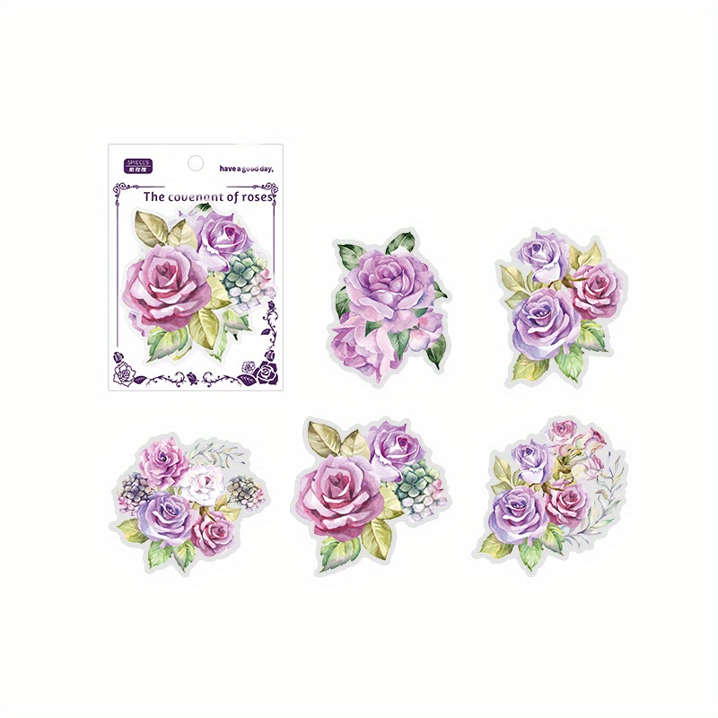  HHLCWA 4 Rolls Vintage Aesthetic Rose PET Stickers