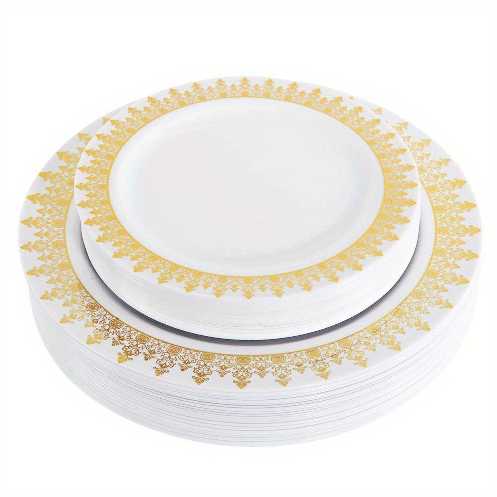 Silvery Plastic Plates Disposable Plastic Party Plates White - Temu