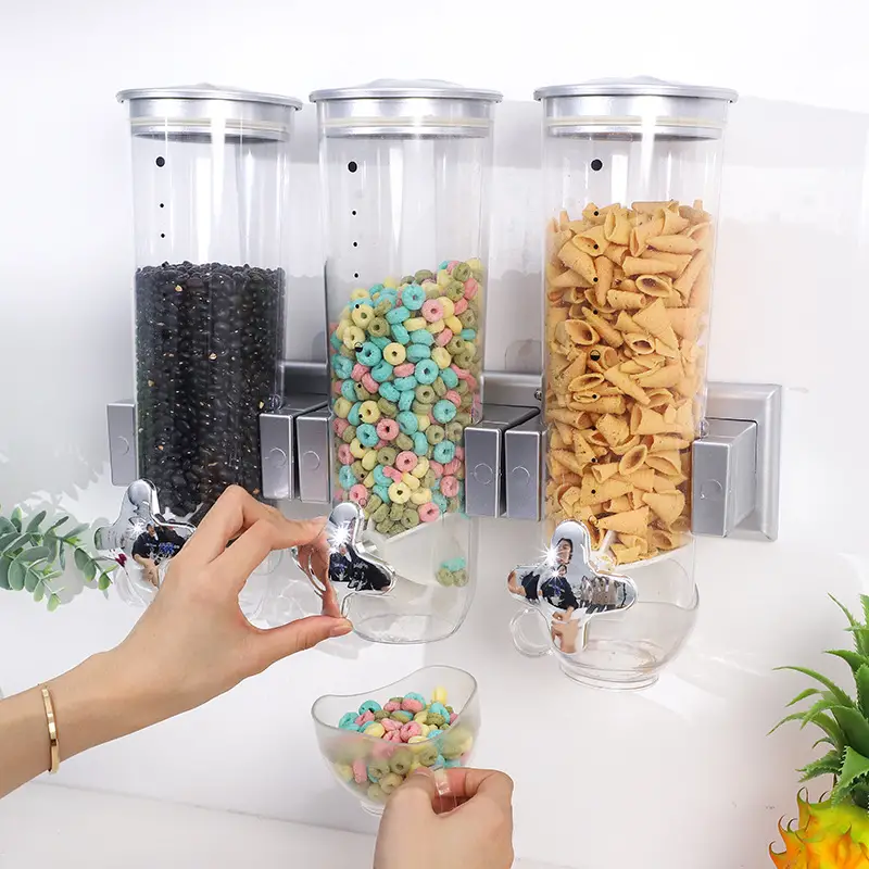 Wall Mounted Double/three-bucket Cereal Maker, Cereal Machine, Oatmeal Maker,  Cereal Dispenser, Kitchen Grocery Storage Jar, Oatmeal Nuts And Snack  Storage Jar, Kitchen Supplies - Temu