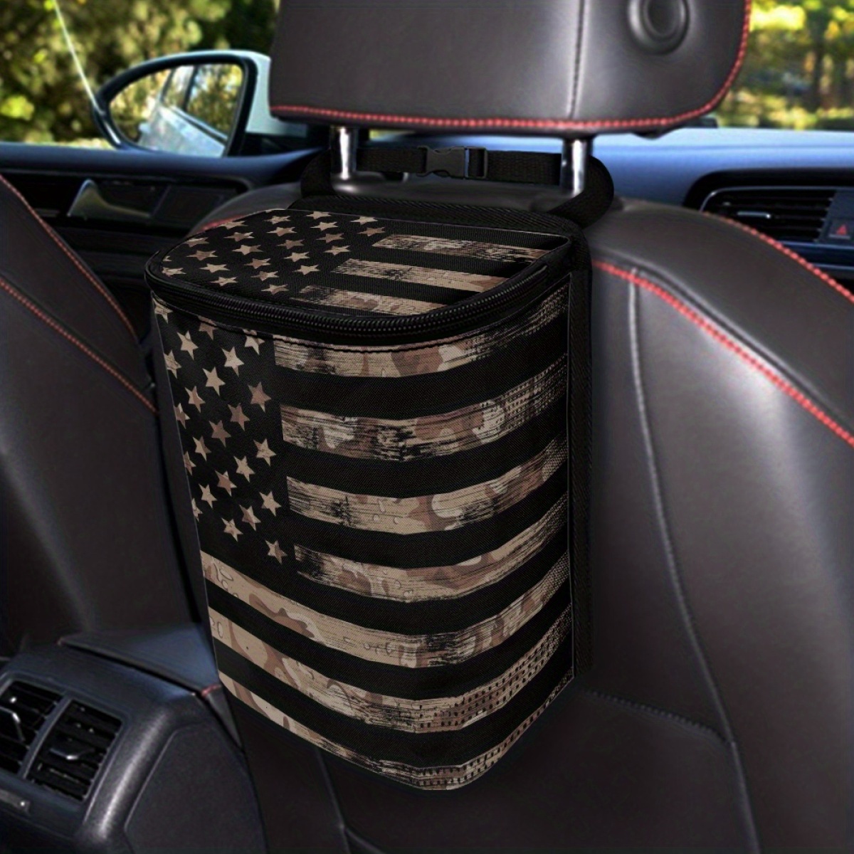 Vintage American Flag Pattern Car Trash Can - Trash Bag For Car