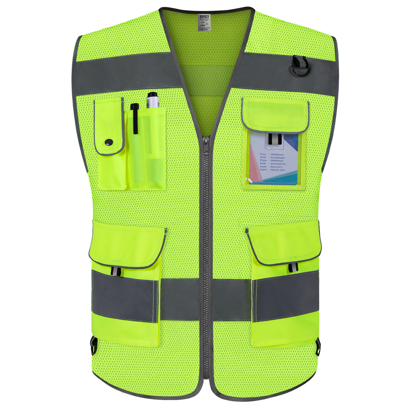 TopTie Chaleco de seguridad de malla con cremallera, chaleco de uniforme de  voluntario del equipo, chaleco reflectante para correr con bolsillos