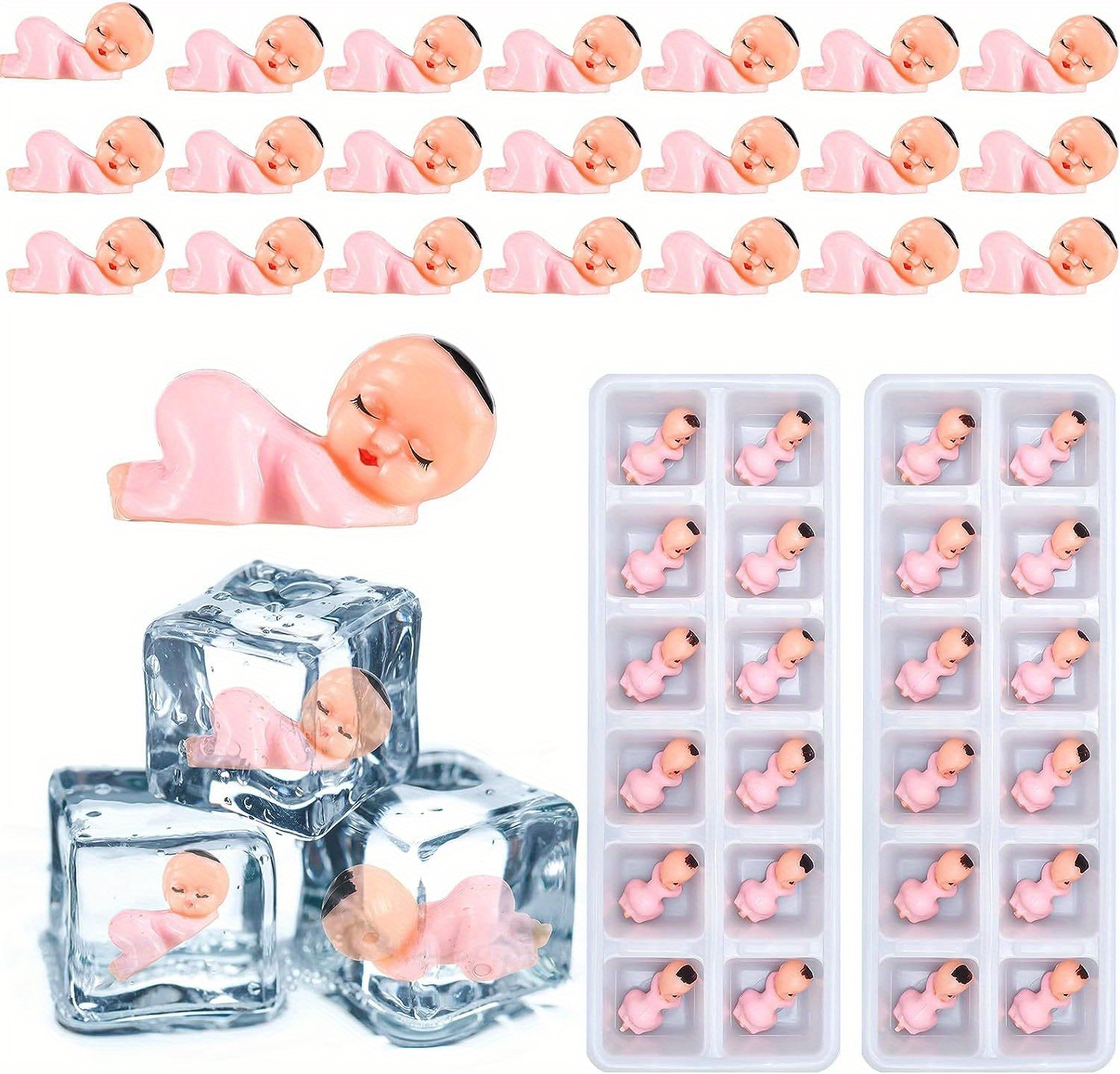 Festanlee 120 pieces Mini Plastic Babies Baby Shower Party Favor Supplies  Ice Cube Game Party Decoretions Baby Full Moon Gifts, 1 inch