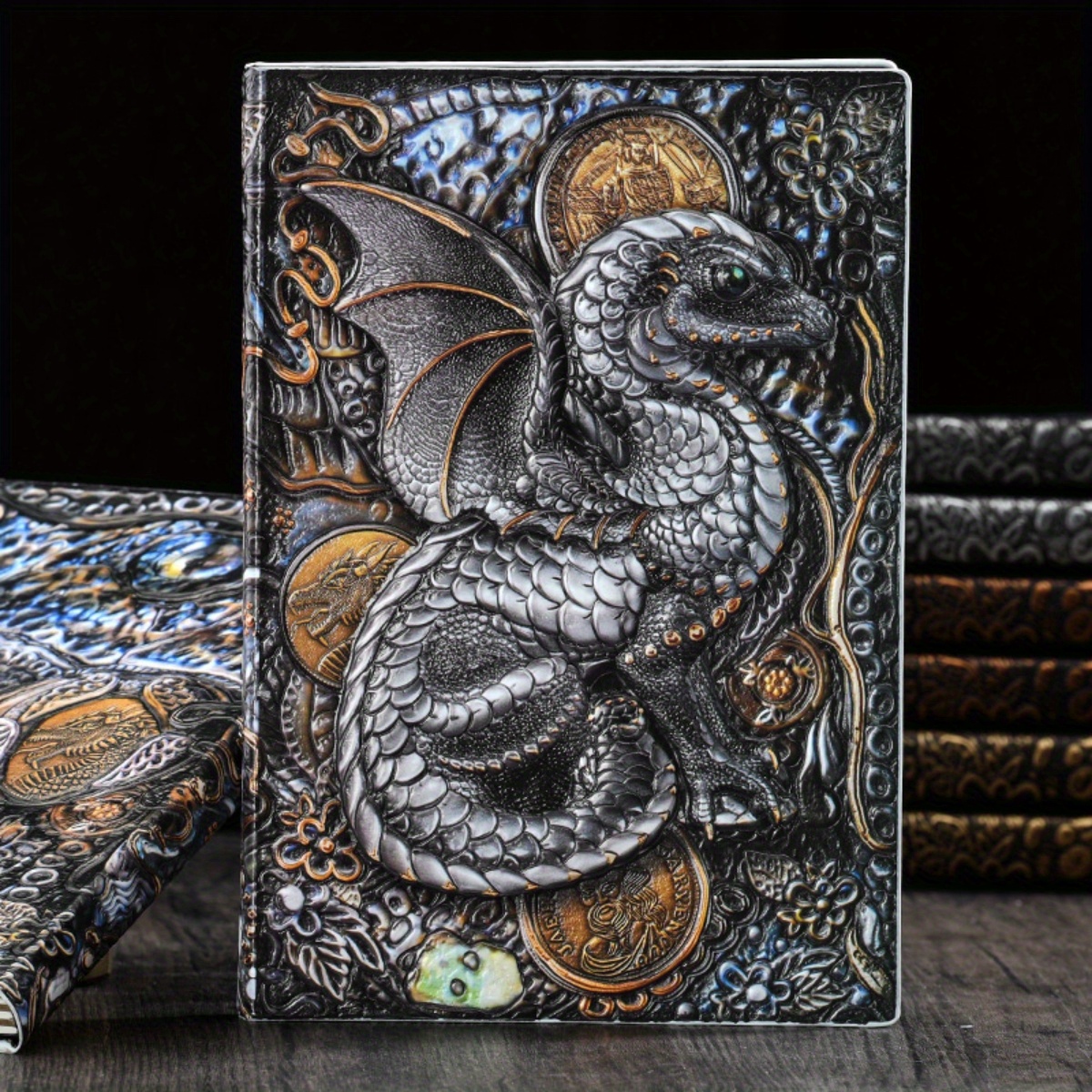 A5 Retro Relief 3D Dragon Notebook, 100 Sheets