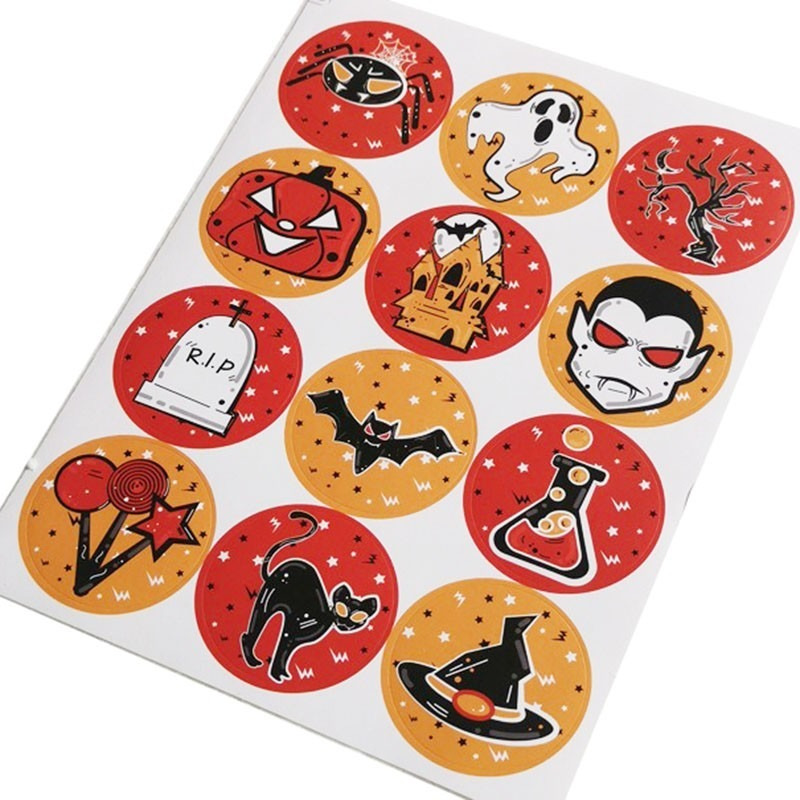 Halloween Favors Stickers Sheets Adhesive Halloween Round - Temu