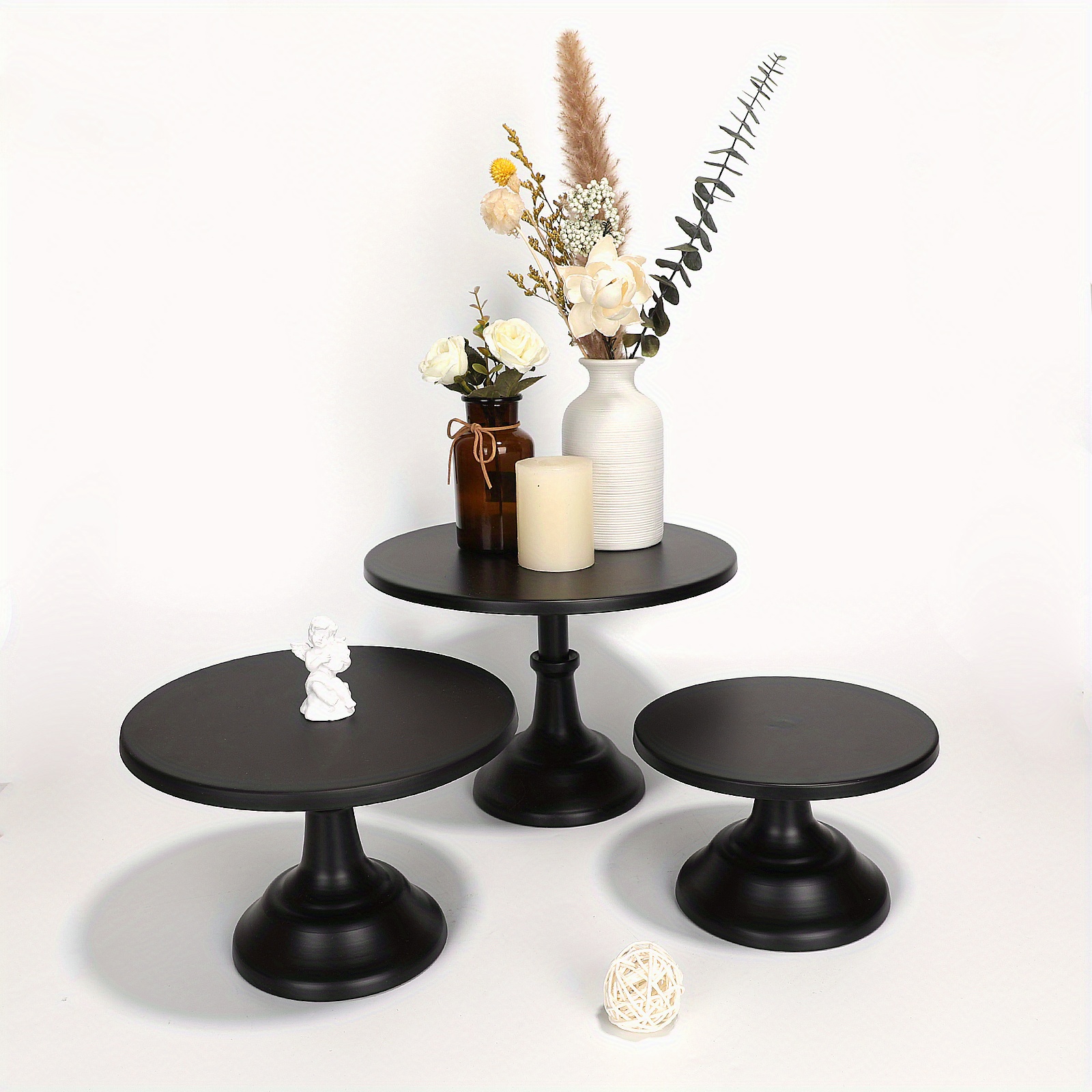 Umigy Soporte redondo de porcelana para tartas, 3 piezas, soporte redondo  para postres, soporte de cerámica blanca para cupcakes, pedestal, platos –  Yaxa Colombia