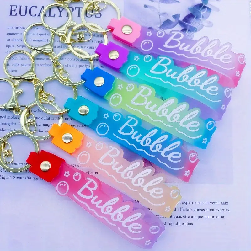 Candy Gradient Colorful Keychain Silicone Hand Rope Kpop - Temu Netherlands