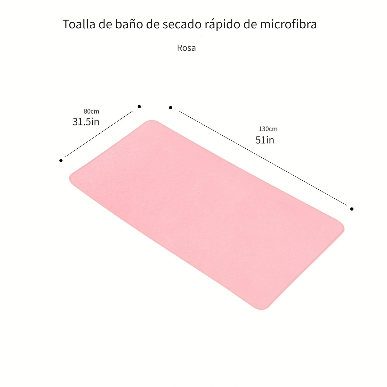 1 pieza de toalla de baño grande rectangular de fibra de poliéster rosa,  33,84 * 67,3 pulgadas, adulto doméstico masculino y femenino, toalla de baño  para niños, secado rápido y absorción de
