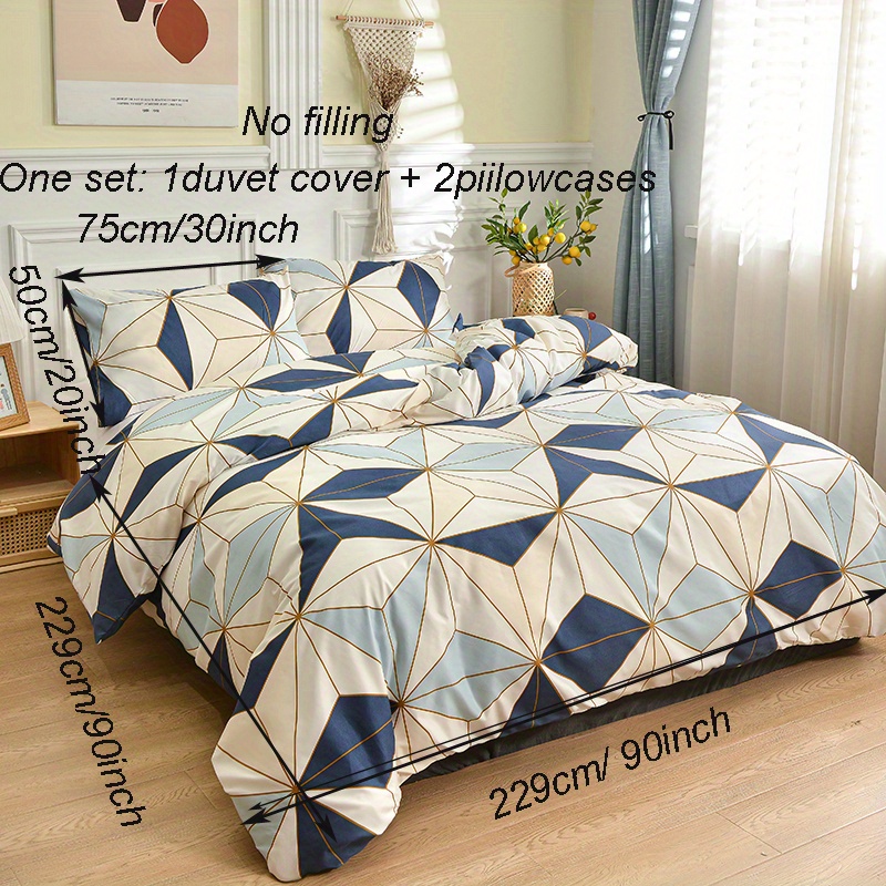 3pcs Microfiber Duvet Cover Set, Geometric Pattern Bedding Set, Soft Comfortable Duvet Cover, For Bedroom, Guest Room (1*Duvet Cover + 2*Pillowcase, W