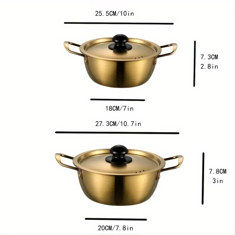 Pot Soup Stainless Steel 18 Cm Cooking With Lid Metal Hot Kitchen Cookware  Gold